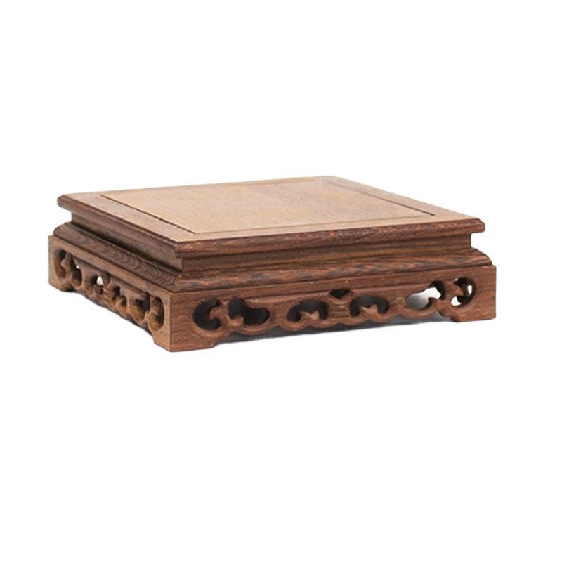 Retro Engraving Wooden Tea Tray Teapot Bases Bonsai Buddha Stand Fish Tank Pedestal Wooden Flowerpot Base Furniture Home Decor
