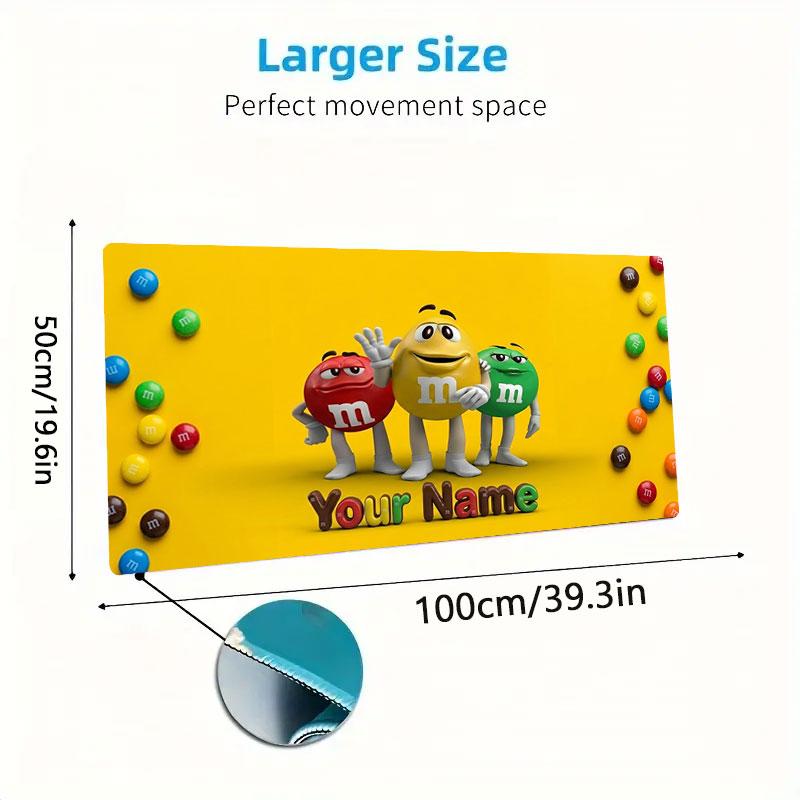 M&M's Custom Name Large Size Mouse Pad Large Gaming Table Cushion Non-slip Laptop Tablet Big Mousepad XXL Mat Mini PC Playmat With Lock edge