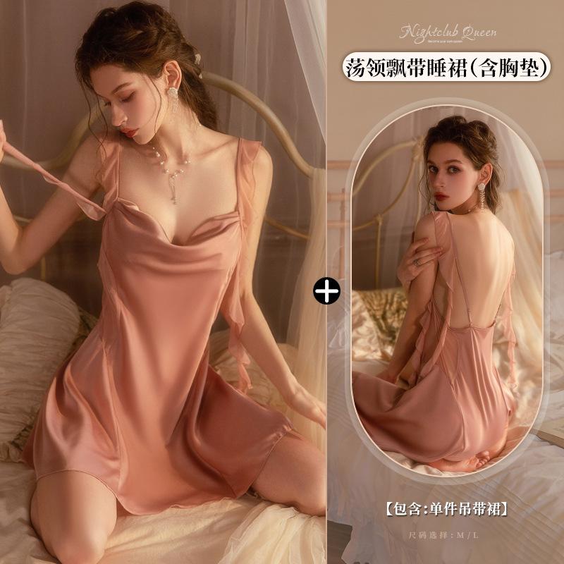 Exotic Summer Fashion Women's Clothing New Style Strap Ruffle Silk Sweet and Fresh Straight Tube Fairy Style Elegant Dress 8IHD