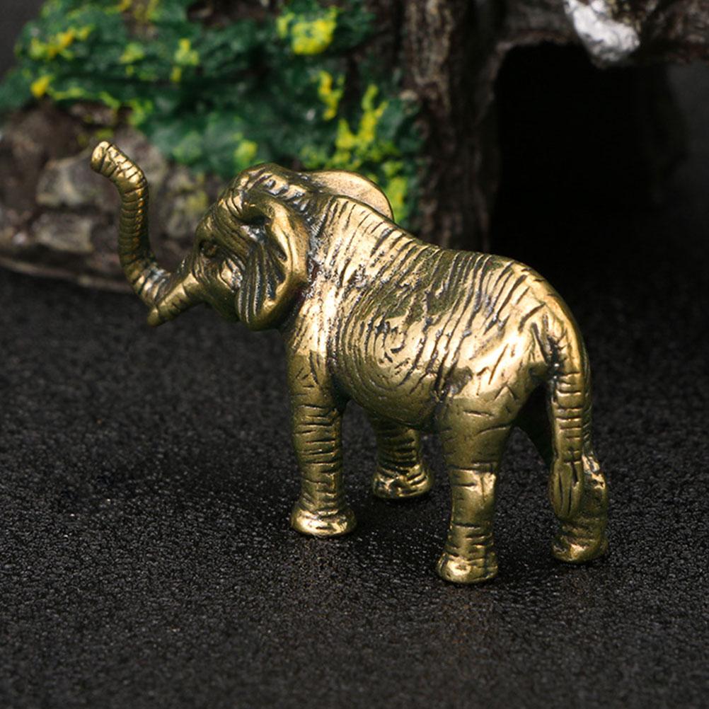 Brass Elephant Ornament Golden Figurine Creative Small Decoration Statue Desktop Adornment Craft Statues