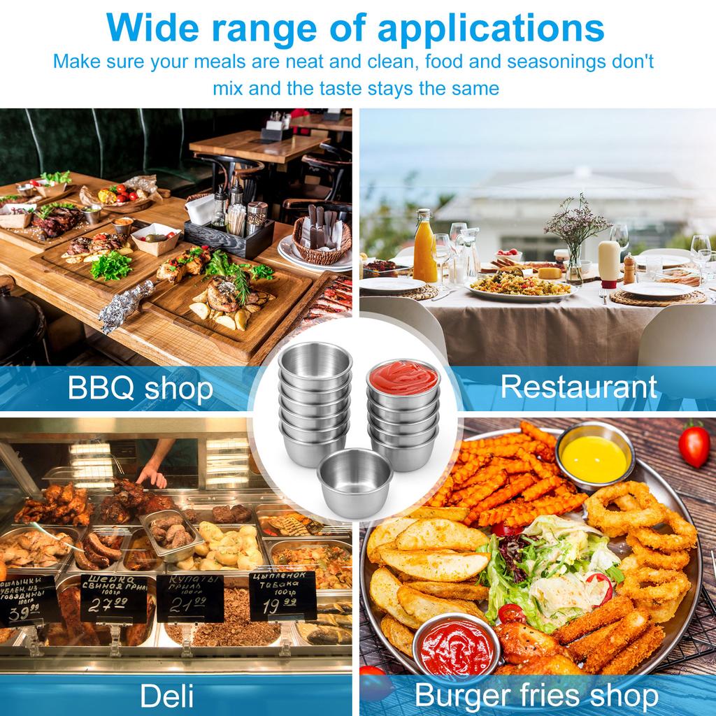 12 ks miska na namáčení omáčky 304 nerezové misky na namáčení Kulaté misky na omáčky 45/55 ml mini opakovaně použitelné kelímky na koření misky na namáčení