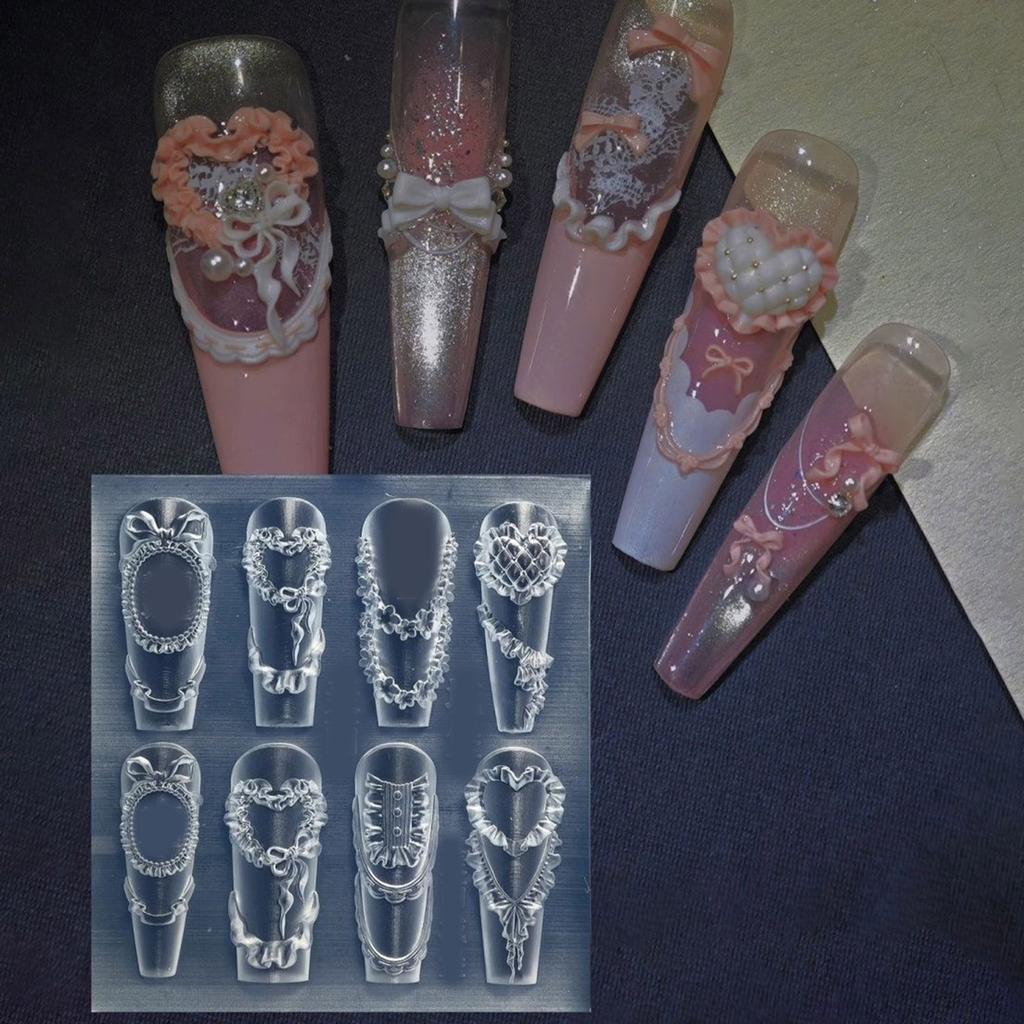 Nail Art Silicone Mold Cream Lace Shape Manicure Training Tool Professional Manicure Supplies for Various Occasion