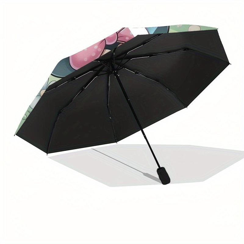 Disney Minnie Mouse,Floral Garden,Pastel Colors Manual Opening and Closing Umbrella - 8-Rib Reinforced Folding Design, Lightweight and Porta