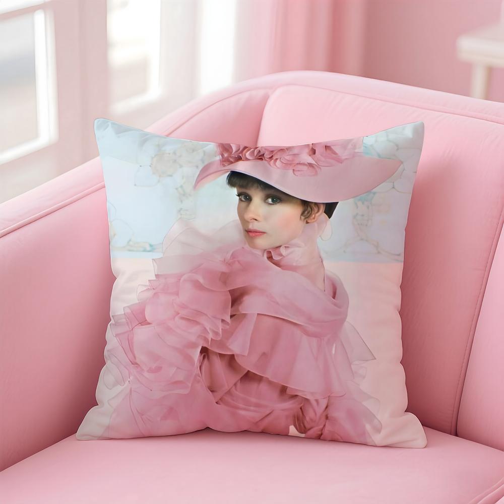 Hot Singer AAudrey Hepburn Cushion Cover Pillowcase Short Plush Invisible Zipper Room Sofa Cushion Cover