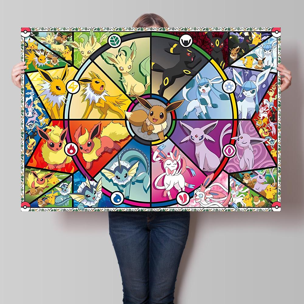 Print on Canvas Pokemon Eeveelution Family Hd Printing Oil Painting with Exquisite Details Home Children's Bedroom Decoration