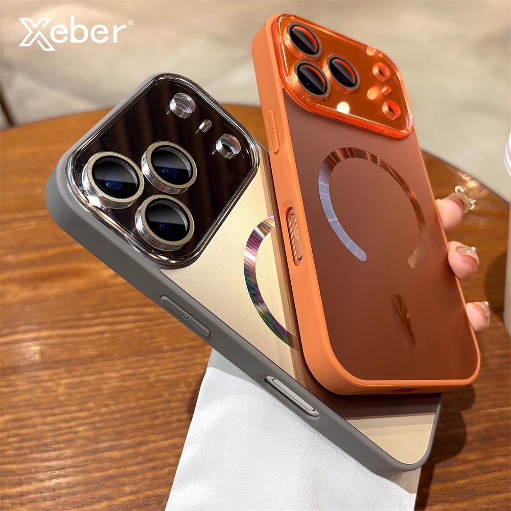 Laser Large Window Camera Matte Glass Protect For Magsafe Case For iPhone 17 16 15 14 13 Pro Max Magnetic Wireless Charge Cover