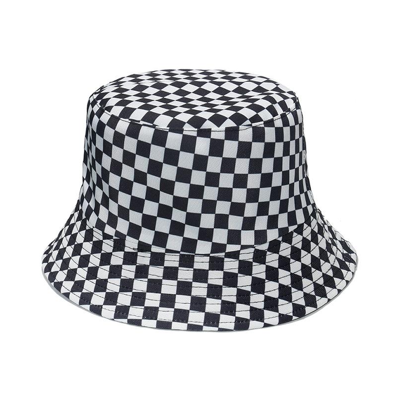 Black White And Checkerboard Checkered Fisherman Hat Casual Visor Fashion