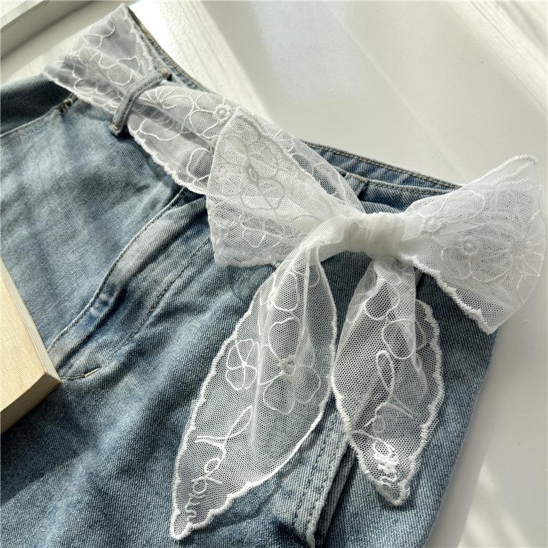 Sweet Lace Belt For Women To Match Skirts And Jeans, White Silk Belt, Long Silk Scarf, Suitable For Daily Wear