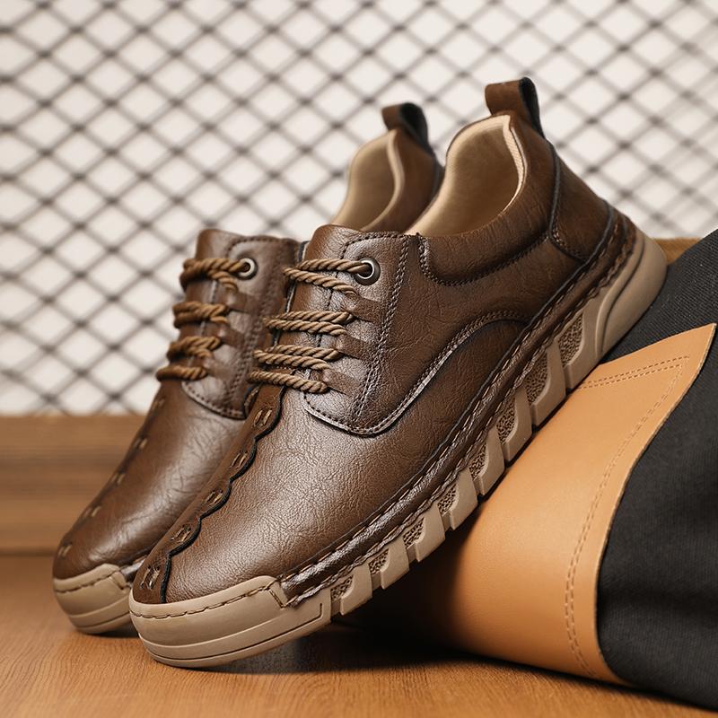 Fashion Leather Mens Sneakers Classic Comfortable Casual Shoes Outdoor Walking Footwear Big Size Male Treking Footwear Trainers