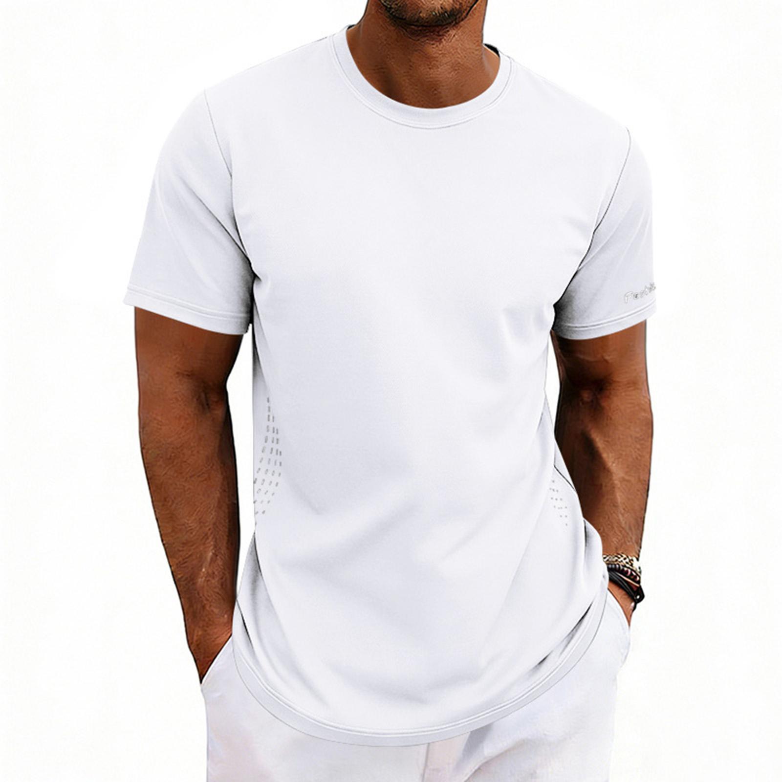 

Men’s Short Sleeve Crew Neck T Shirt Lightweight Breathable Athletic Top Classic Fit Soft Fabric for Daily Wear Sports XL білий