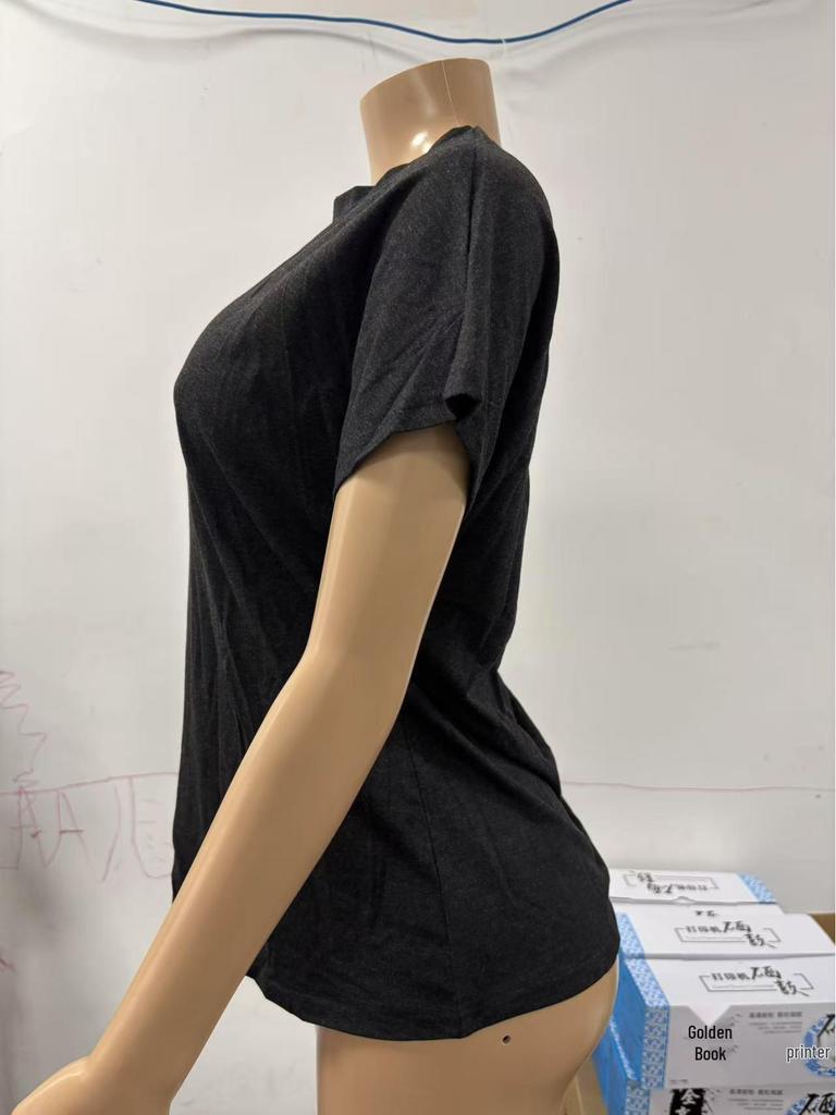 2025 Sommer Damen Einfarbig Lässig Rundhals Kurzarm T-Shirt