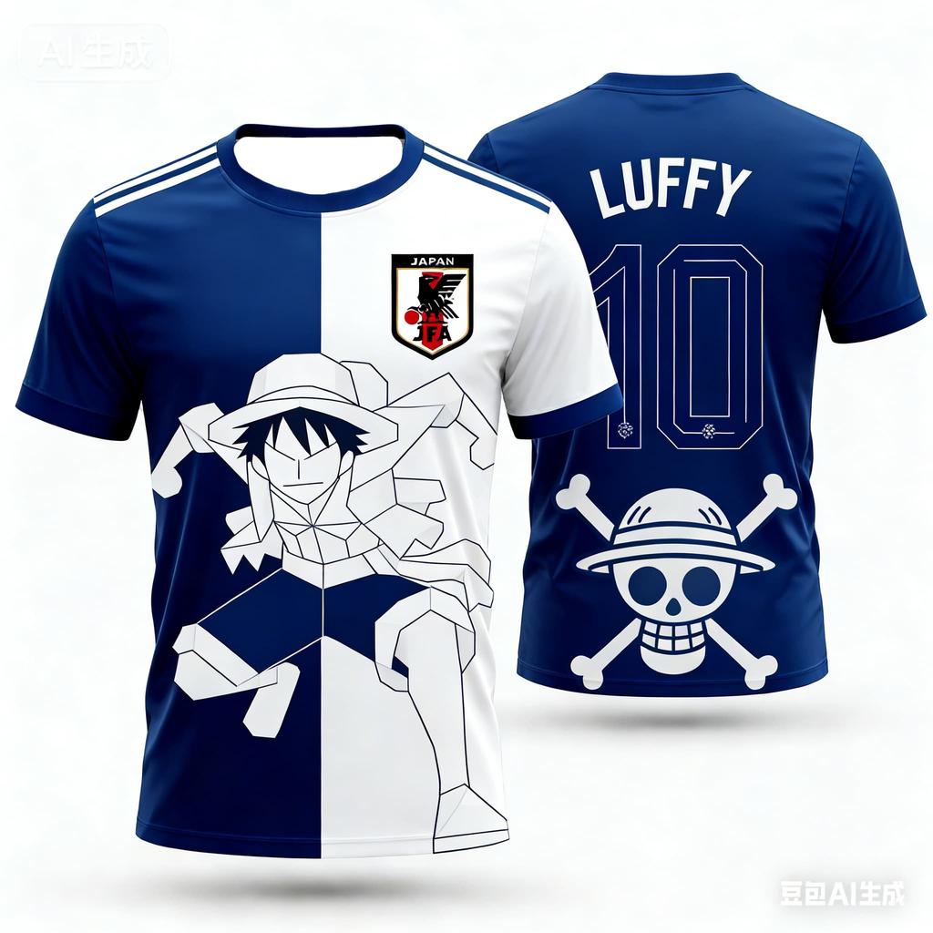 2026 Japan One Piece Luffy Football Jersey T-shirt Kids Football Special Jersey Kit Adult Men's Quick-Drying Sweatshirt