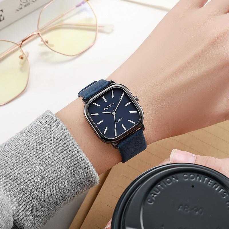Exquisite Quarzarmbanduhr Neue Einfache Lederuhr Herren Damen Mode Elegant Quadratisches Zifferblatt Lässige Uhren Neutrale Uhr Relojes