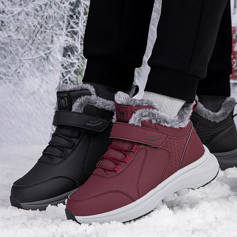 Fleece Cotton Shoes Winter High-top Fleece Thickened Large Cotton Northern Parents Walking Shoes Non-slip Mother Shoes