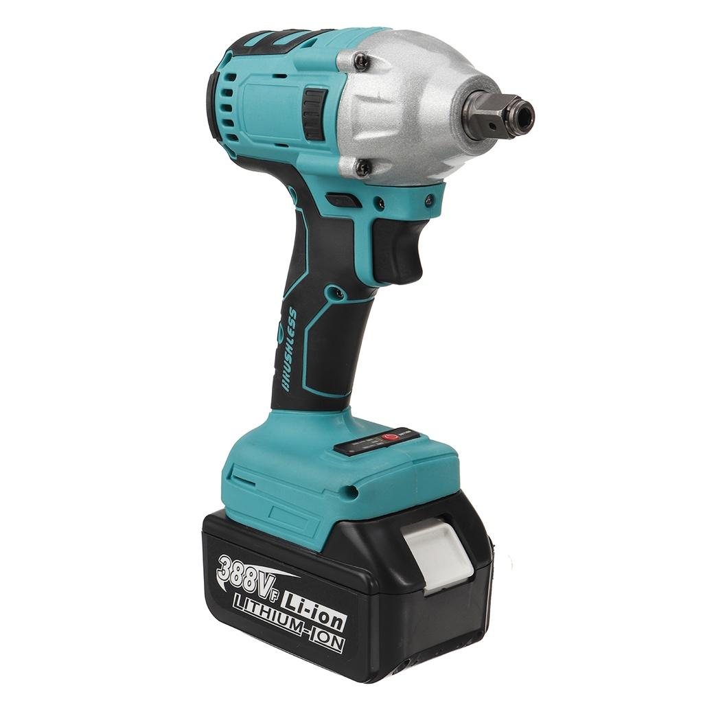 388VF 800N.m Bürstenloser elektrischer Schlagschrauber 1/2 Sokect Akku-Schraubendreher Schraubendreher Elektrowerkzeuge Wiederaufladbar für 18-V-Batterie