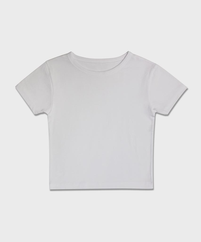 5OML Slim Crop Back Ribbon T-Shirt (White)
