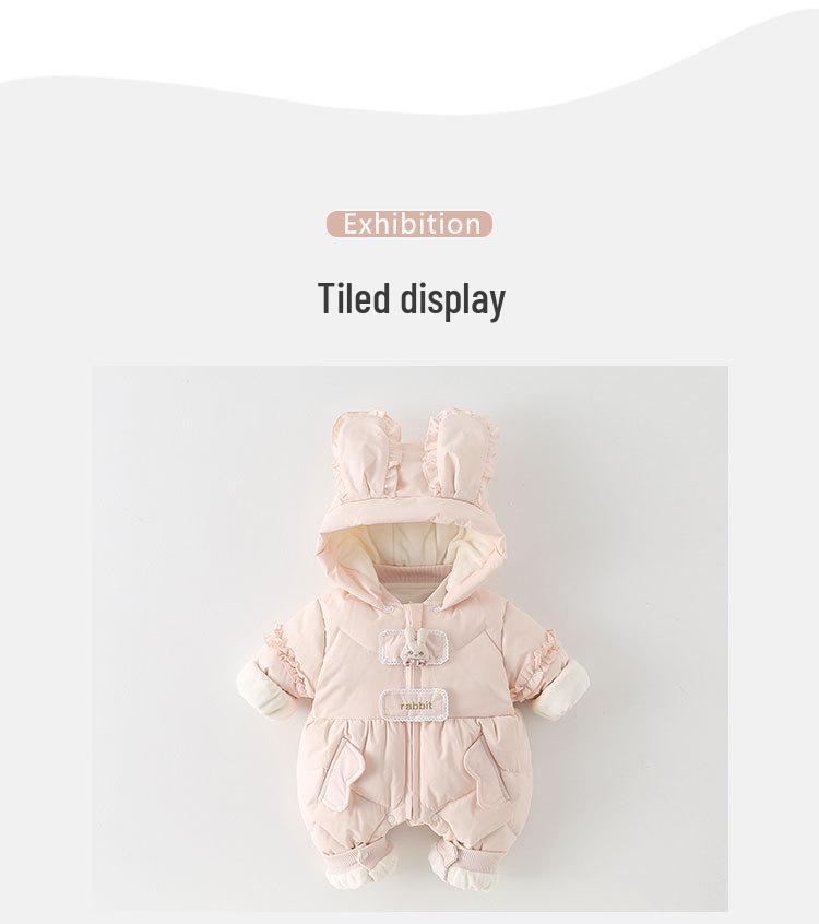 90% Weiße Entendaunen Baby Mädchen Winter Strampler - Leicht, Fleece-gefüttert, Verdickt zum Krabbeln im Freien