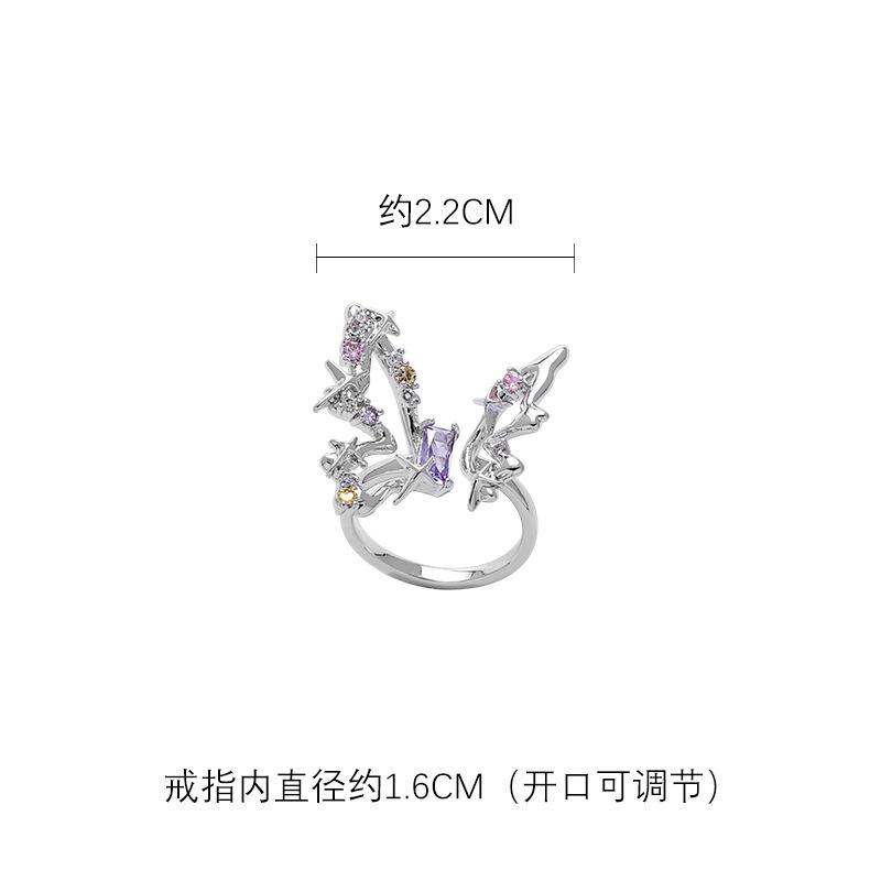 Hollow butterfly ring wind does not fade ring temperament versatile index finger ring