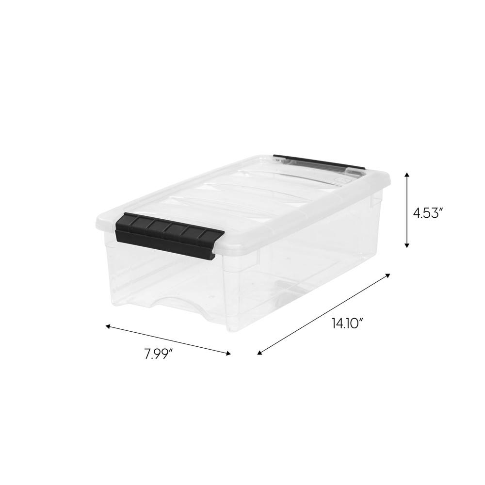 5QT Clear Modular Storage Box with Handle and Buckle Latches Stackable Organizing Bedroom Craft Supplies Office Items