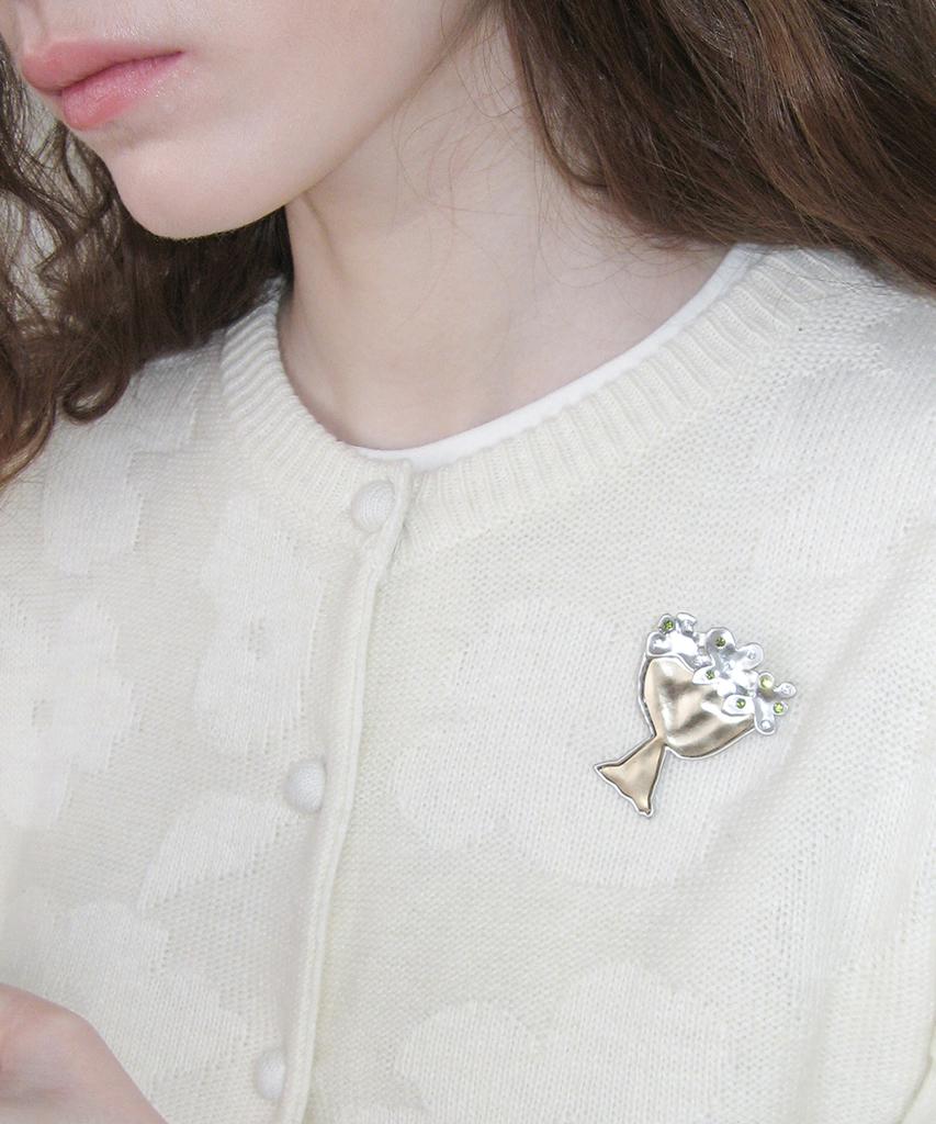 Sinoon Potted Flower Brooch (Silver Gold)