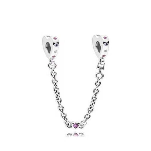 Coppersparkling Clear Sparkle Crown Love Safety Chain Charm Bead Fit Original Pendant Diy Jewelry For Women