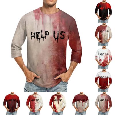 Men'S Round Neck Three-Quarters Sleeve Top Casual Fashion T-Shirt