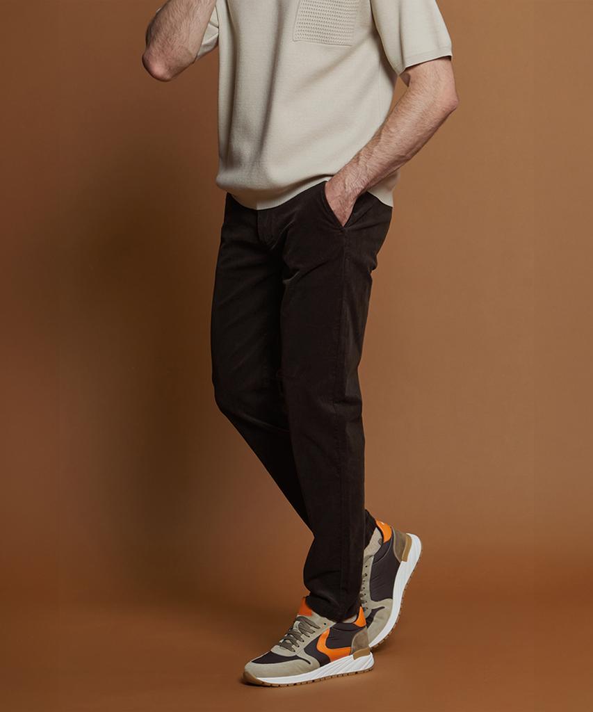 PANICALE Brown Regular Fit Three-Bone Corduroy Pants (Type A)