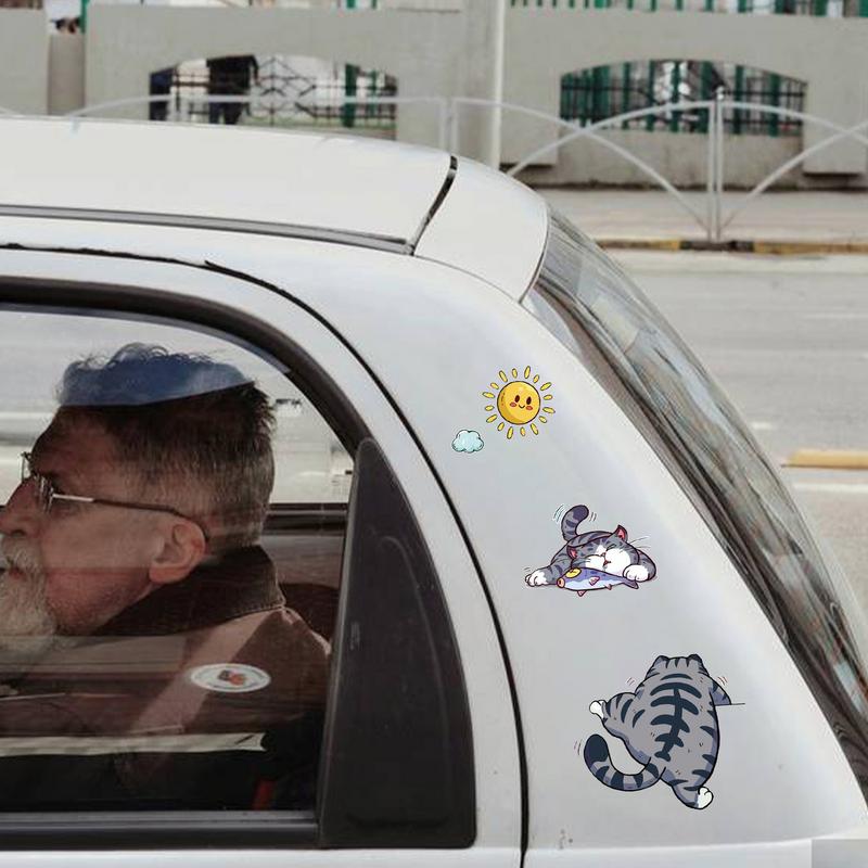 Cat Scratch Car Decal Funny Cat Sticker Cute Bumper Decal Self-Adhesive Car Decoration Lazy Cat Humor Cat Theme Sticker For Auto