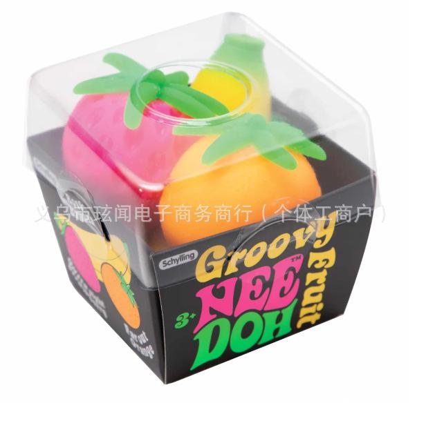 

3PCS Schylling Nee Doh Fruit squishy toy Banana Orange Strawberry Slow Rising Anxiety Relief Relaxing Accessory stress relief