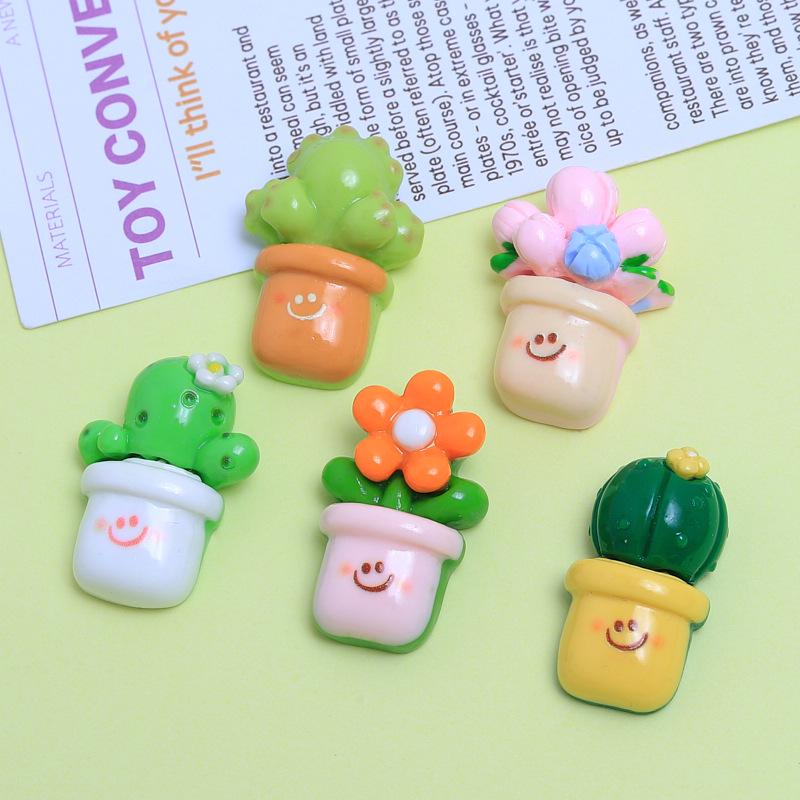 Cute Cartoon Plant Pot Resin Shoe Buckle & DIY Jewelry Hair Clip Accessories.