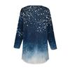 Women's Fashion Loose Button Collar Print 3/43/4  Sleeve T-Shirt Tops Pullover