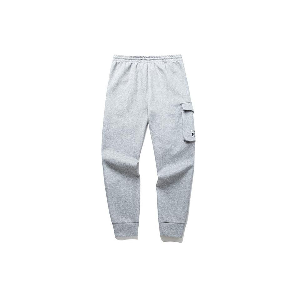 Anta Basketball Series Letter Mid Waist Drawstring Loose Cuff Sports Pants Men pants Gray 152141315-1