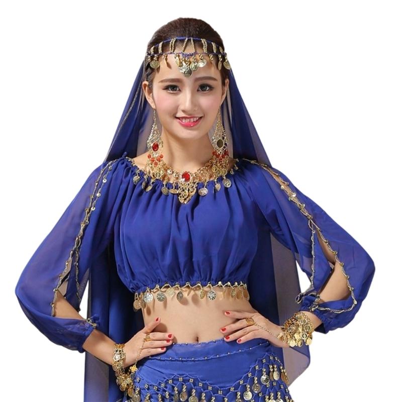 Women Belly Dance Costume Belly Dance Outfits Belly Dance Coins Tops Belly Dancing Crop Top for Halloween Party Stage