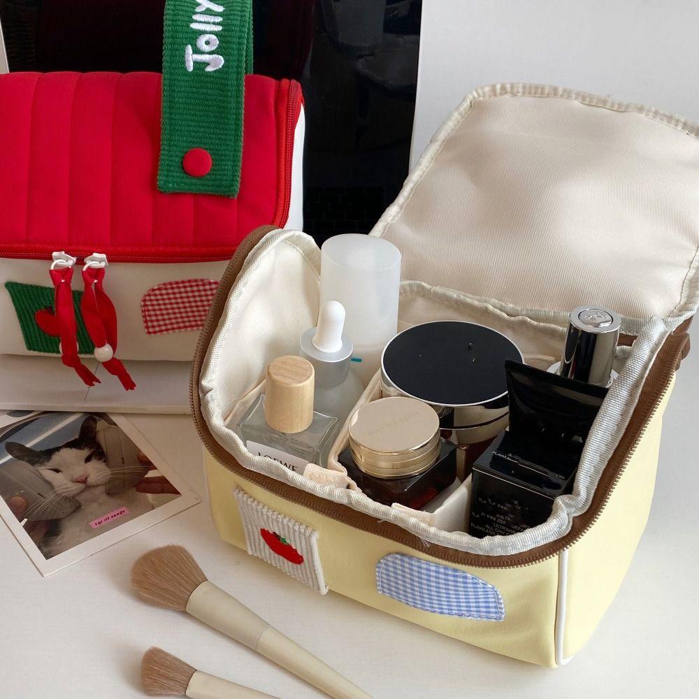 

Multifunctional Handheld Makeup Bag Nylon Skincare Storage Bag House Shape Cosmetic Bag Girls Style 1
