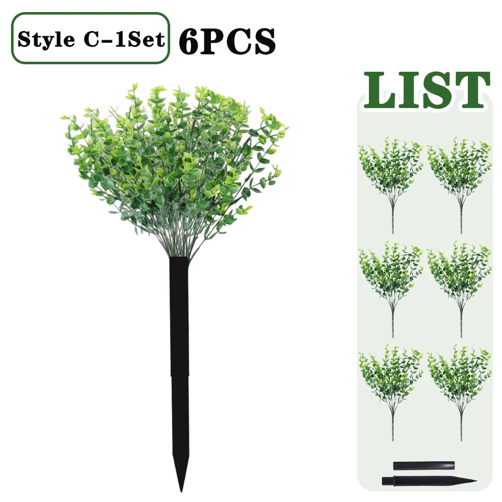 1-6PCS Artificial Green Plants Ferns Ruscus Eucalyptus Home Wedding Outdoor Decor Ornaments Faux Floral Arrangements