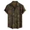Men's Short Sleeved Shirt, Daily Fashion Printed Button Top, Chest Pocket Cardigan