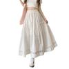 Жіноча літня біла спідниця А-силуету з ажурним мереживом - Висока талія, Повсякденна, Довгий розкльошений дизайн