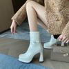 Super hot sexy temperament thick heel Martin boots for women 2025 spring and autumn new models, fashion with skirts, height-increasing short boot