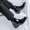 Men's Fashion Hip Hop Rock Dress Chelsea Boots Black Trendy Patent Leather Shoes Cowboy Ankle Boot Designer Autumn Winter Botas