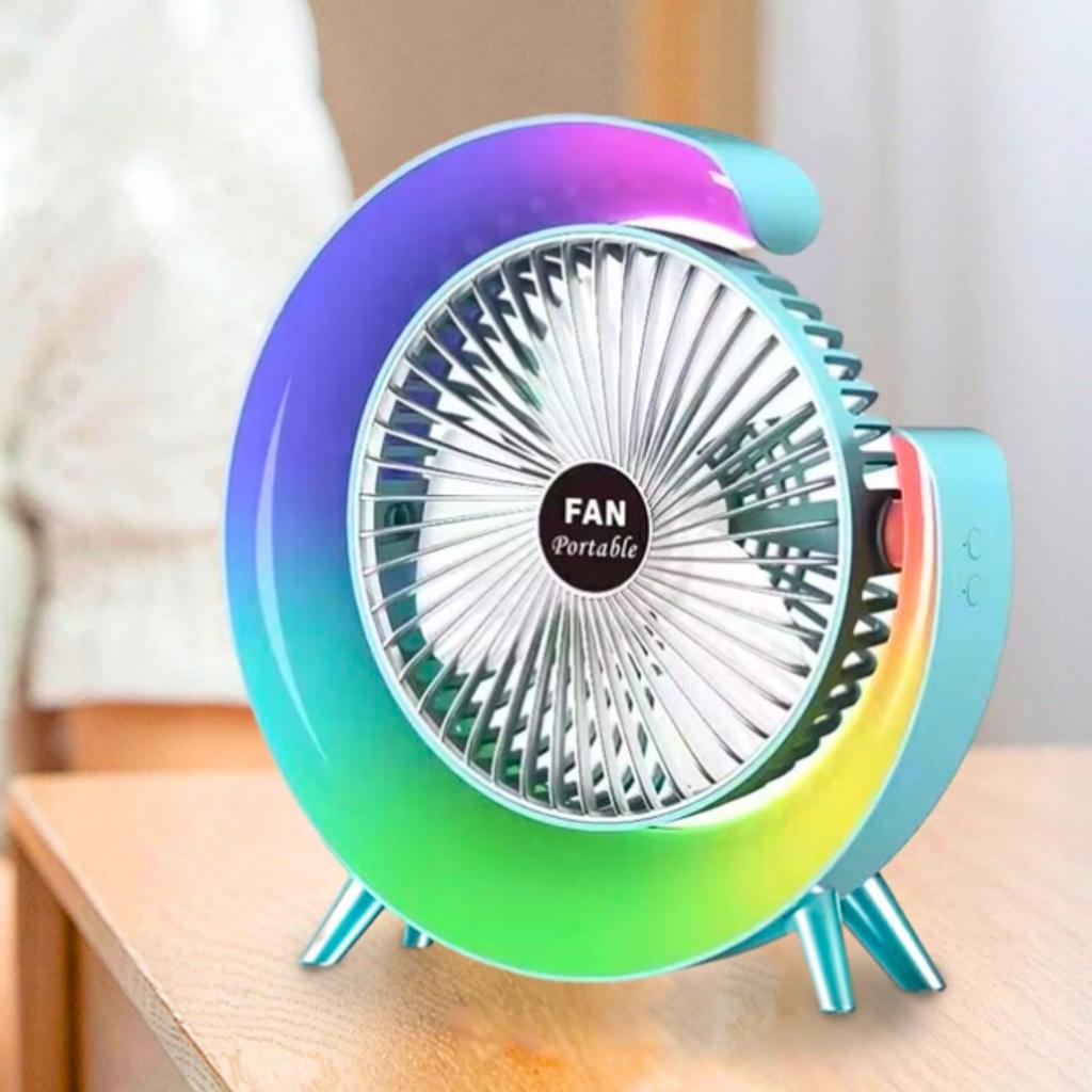 Schreibtischventilator für den Sommer LED 3 Geschwindigkeiten RGB Leistungsstark Leise