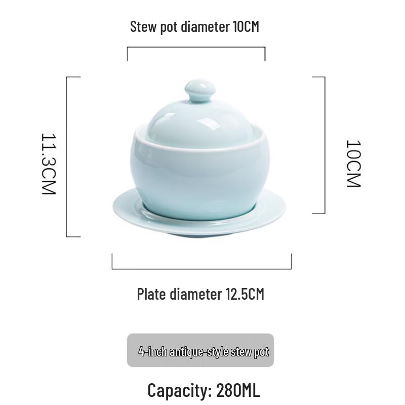 

NAIJIANG Retro Ceramic Double Boiler Stew Pot with Lid