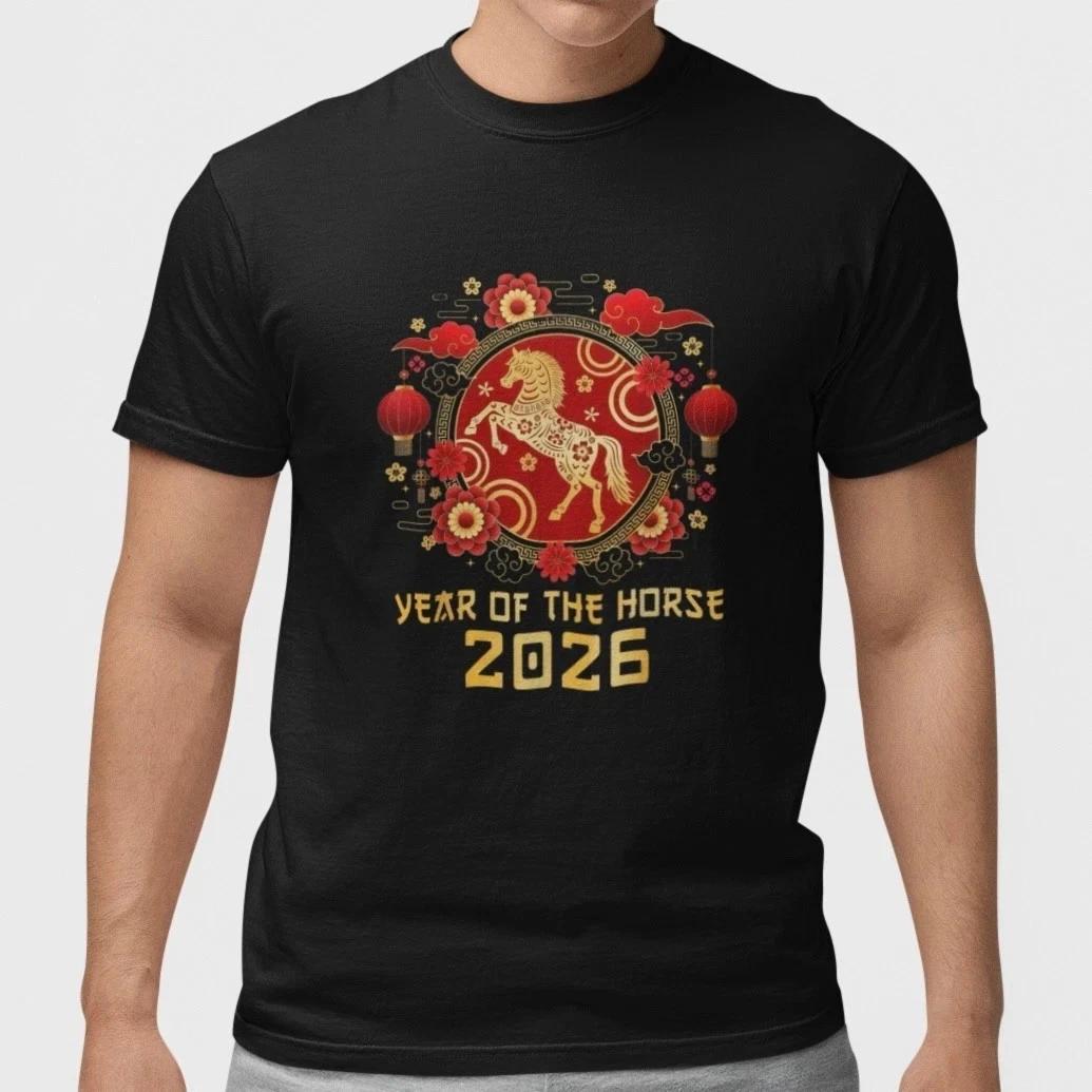 

Chinese New Year 2026 Year of the Horse T shirt Lunar Zodiac Graphic Tee S