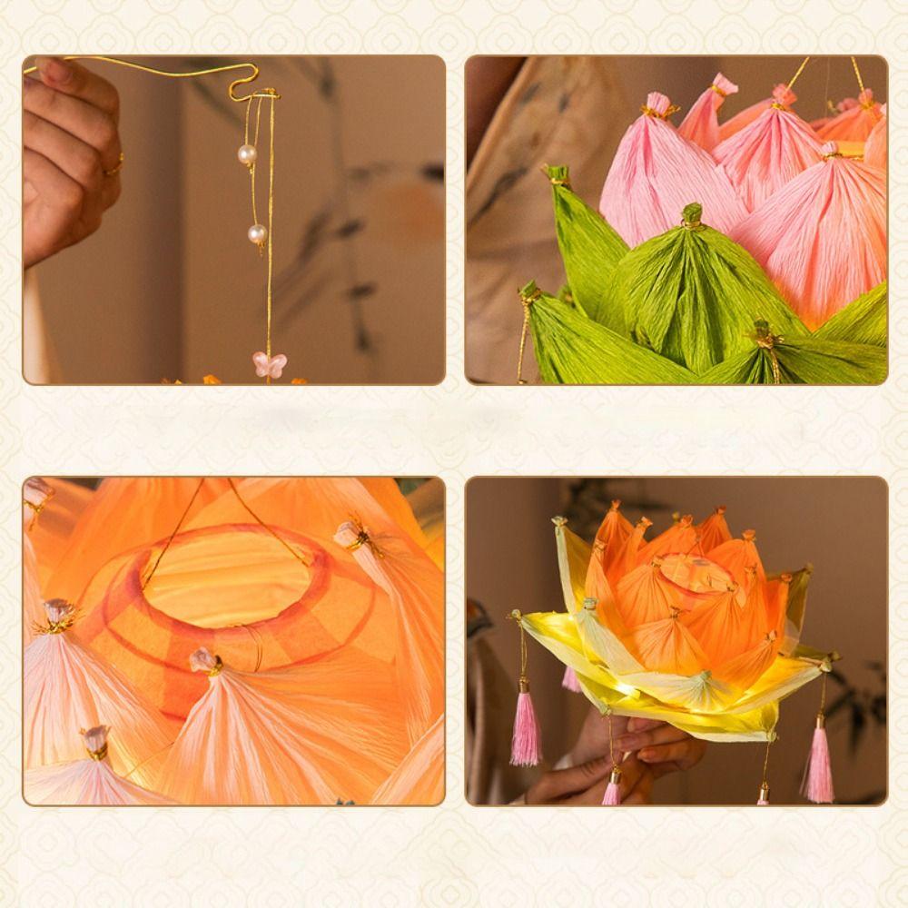 Chinese Vintage Handheld Flower Light Hanging Mid-Autumn Festival Lantern  Outdoor