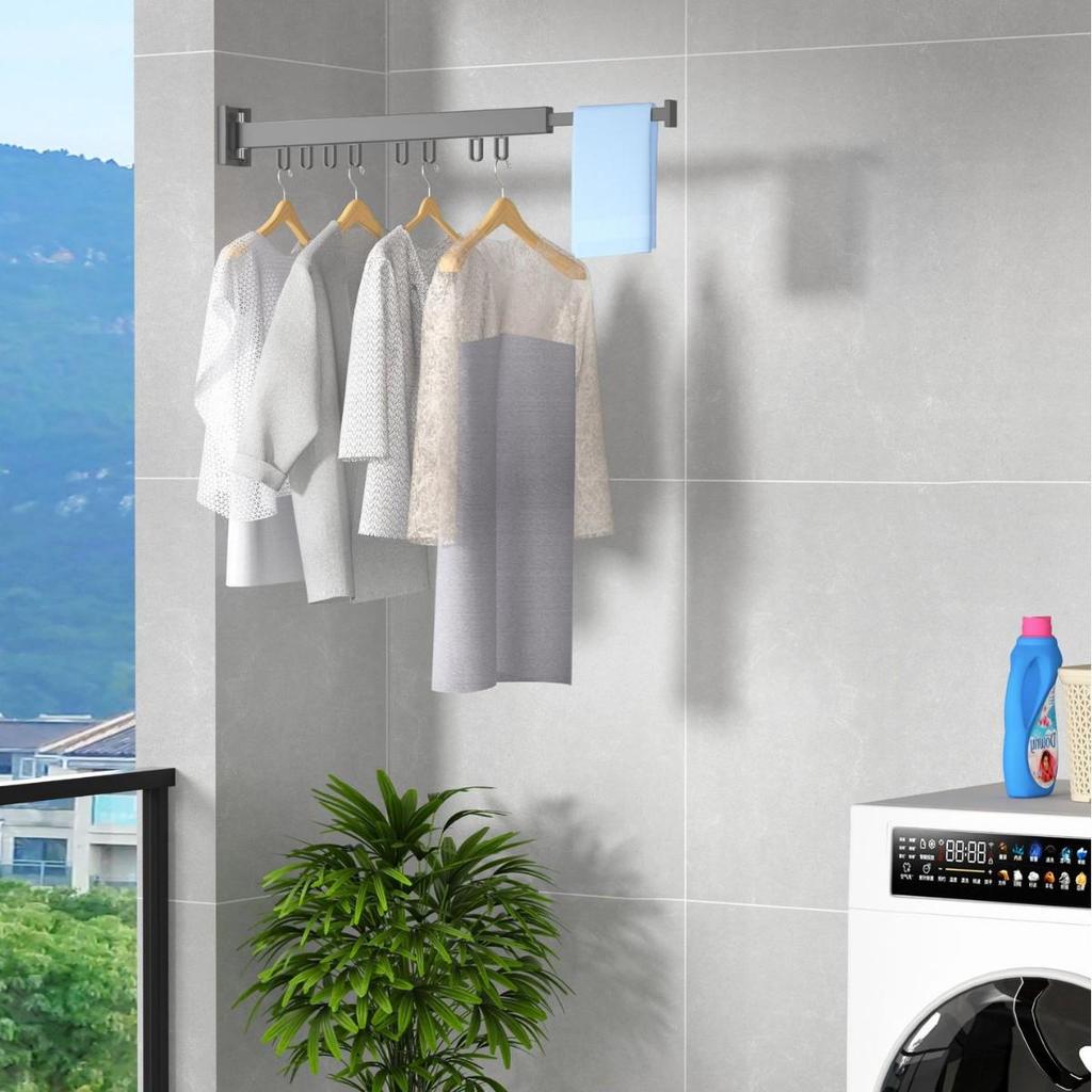 Invisible No-Drill Folding Balcony Clothes Rack & Drying Rod