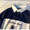 Women's Casual Oversize Pullover Hoodie Loose Polo Sweatshirt with Letter Printed
