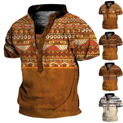 European And American Men's Vintage Top Digital Printing Short Sleeve Tops