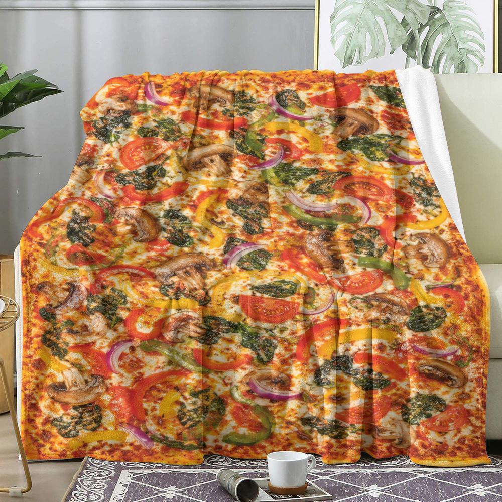 Pepperoni Pizza Throw Soft Flannel Throw Summer AC Blanket Lightweight Cool Nap Blanket for Sofa Bed Couch Travel