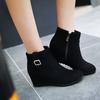 Plus Size Womens Ankle Boots Low Shaft Wedge Heel Plain