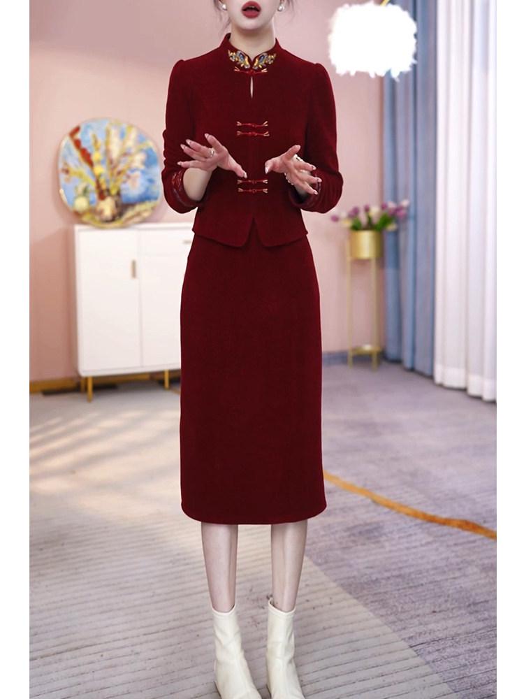 Elegant Faux Two-Piece Mother of the Bride Dress - Autumn/Winter Collection