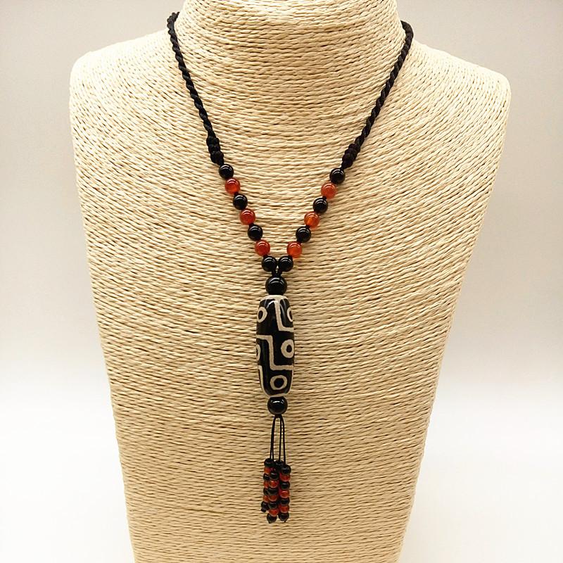 New Ethnic Style Tianzhu Nine Eye Tianzhu Pendant, Men's and Women's Casual Versatile Hanging Necklace